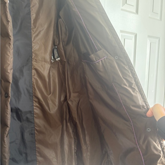 Cole Haan Down Puffer Quilted Coat Brown with Pillow Collar, Medium - Picture 5 of 6